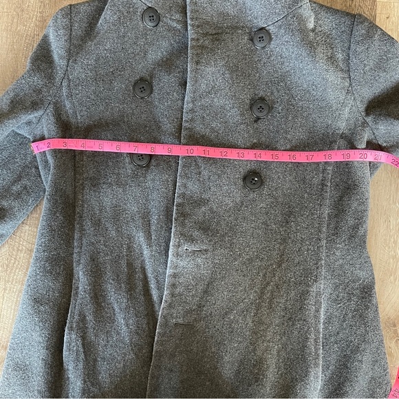 Talula Babaton Canada Made 70% Virgin Wool Double Breast Grey Trench Coat Size L - Picture 6 of 10